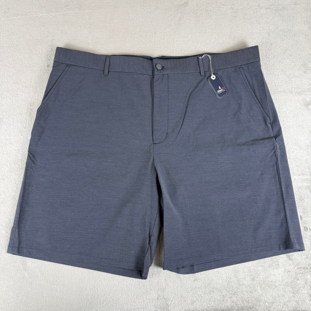 Johnnie-O Mulligan Performance Woven Shorts Mens 46 High Tide Gray Golf $128 NWT